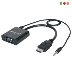 Adaptador HDMI M a VGA H c/audio Bolsita | Manhattan