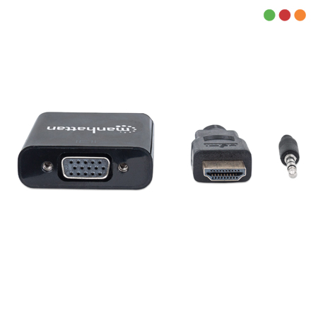 Adaptador HDMI M a VGA H c/audio Bolsita | Manhattan - Imagen 2