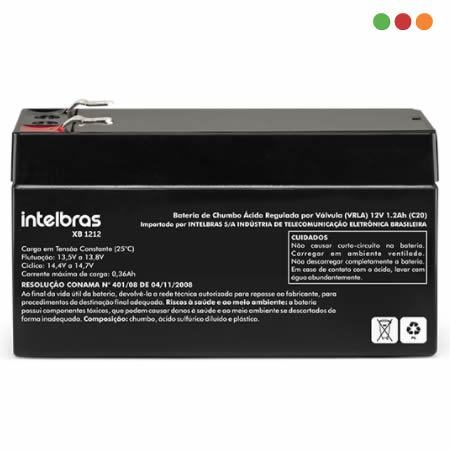 Bateria de 12V 1,2 Amp - F1 - XB 1212 - INTELBRAS