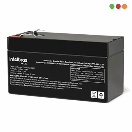 Bateria de 12V 1,2 Amp - F1 - XB 1212 - INTELBRAS - Imagen 3