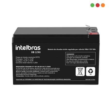 Bateria de 12V 9 Amp - F2 - XB 1290 - INTELBRAS