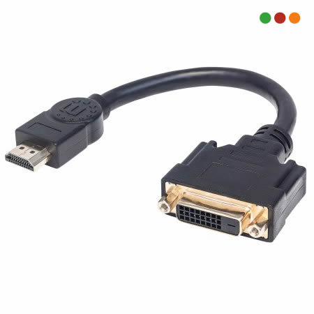Cable HDMI a DVI-D 24+1 macho/hembra 20 cm Manhattan