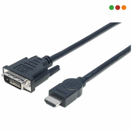 Cable HDMI a DVI-D 24+1 macho/macho 3,0 mts Manhattan