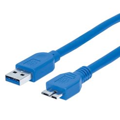 Cable USB 3,0 a MicroB 0.5 mts Azul | Manhattan