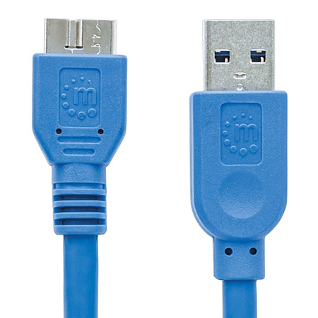 Cable USB 3,0 a MicroB 0.5 mts Azul | Manhattan - Imagen 2
