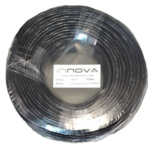 Cable UTP Cat 5e EXTERIOR / Negro / CCA / 100 Mts | 1408/5E - INNOVA