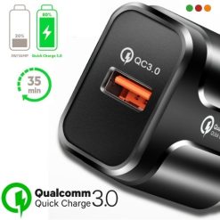 Cargador 220v a USB H - Quick Charg 3 A - Negro