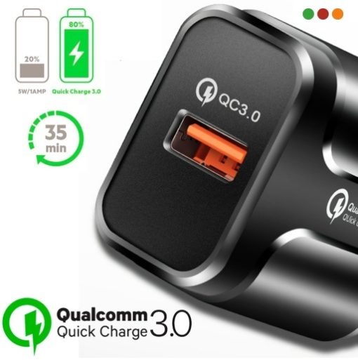 Cargador 220v a USB H - Quick Charg 3 A - Negro