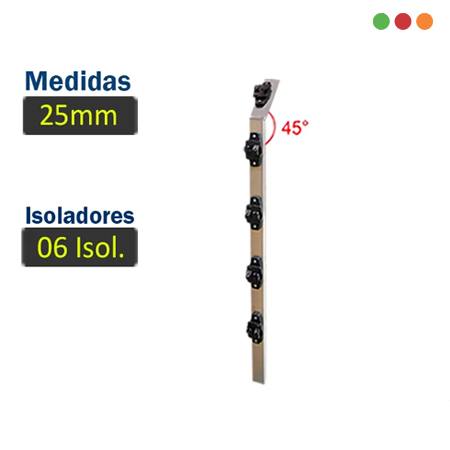 Cerca Electrica | Asta TUBULAR 25mm | 6 aisladores W | 95cm | 45º x 1 - IGECAST - Imagen 2