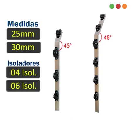 Cerca Electrica | Asta TUBULAR 25mm | 6 aisladores W | 95cm | 45º x 2 - IGECAST - Imagen 2