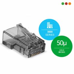 Conector / Ficha RJ45 Cat 5e / Pack x 20 CONEX 3000 | 50µ ORO - INTELBRAS