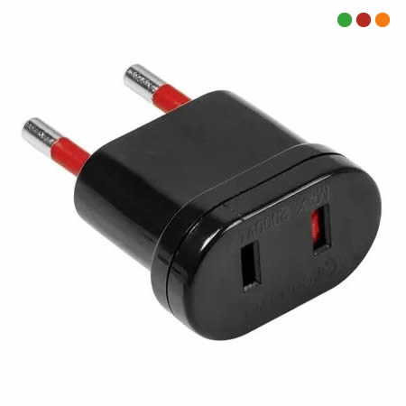 Electricidad | Adaptador USA a Europeo Sin Tierra | NEGRA - VIVION