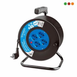 Electricidad | Alargue Carretel 30 mts / 4 x Tomas / Llave / Ficha Schuko Vivion