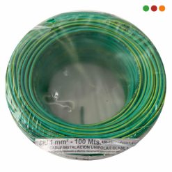 Electricidad | Cable 1 mm / Bobina 100 mts / Verde Amarillo
