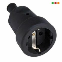 Electricidad | Ficha Hembra Schuko Con tierra 16 Amp - GOMA | NEGRA | VIVION