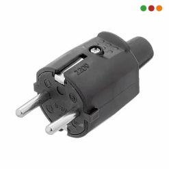 Electricidad | Ficha Macho Schuko Con tierra 16 Amp - NEGRA | VIVION