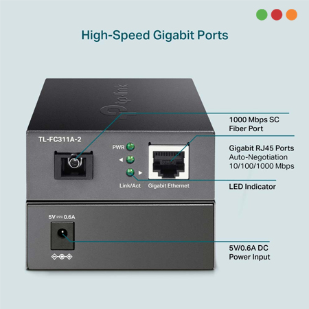 FIBRA - Conversor Midia GIGA WDM Monomodo 2 KM | SC | TL-FC311A-2 | TP-LINK - Imagen 3