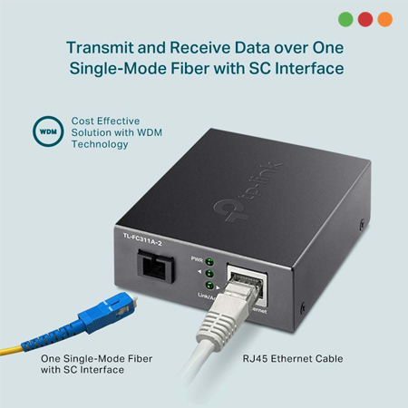 FIBRA - Conversor Midia GIGA WDM Monomodo 2 KM | SC | TL-FC311A-2 | TP-LINK - Imagen 4