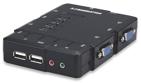 KVM para 4 PC | VGA y USB | c/Audio | Manhattan