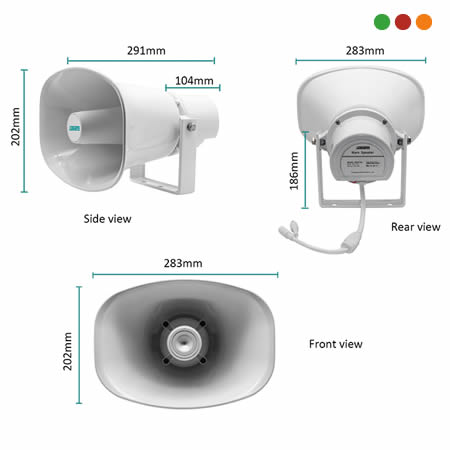Porteria IP | Altavoz activo x RCA | Corneta Plastica p/intemperie | Con fuente - Imagen 2