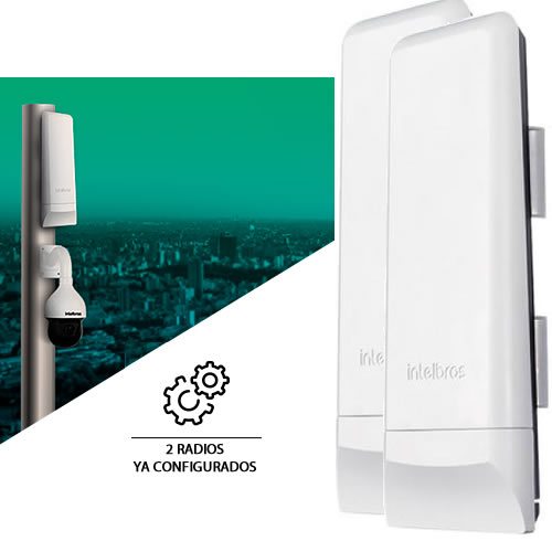 Red Inal - AP Antena - KIT WOM 5A MiMo | 5 Ghz 16 dBi | PoE | 1km | Intelbras