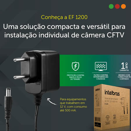 Seg. CCTV | Fuente AC/DC 0,5 A / 12,8v | EF 12 SEG - Intelbras - Imagen 4