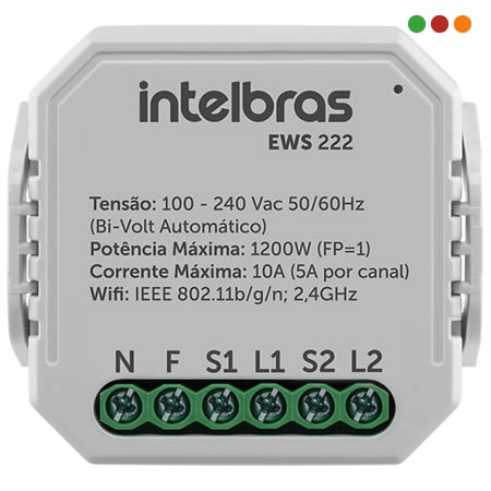Smart Home | Controlador SMART WiFi | 2 Interruptores | EWS 222 IZY - Intelbras