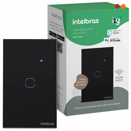 Smart Home | Llave de Luz TOUCH Wifi x1 | EWS 1001 IZY | NEGRA - INTELBRAS - Imagen 4