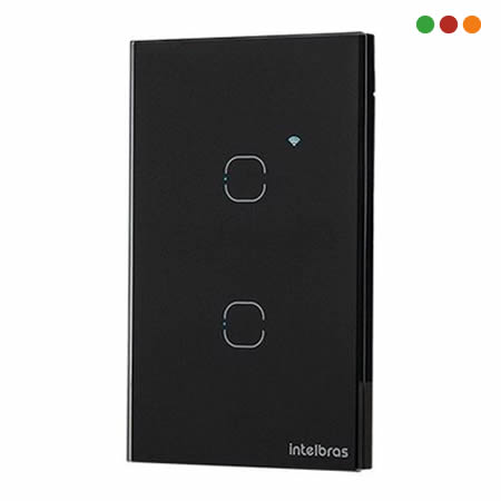 Smart Home | Llave de Luz TOUCH Wifi x2 | EWS 1002 IZY | NEGRA - INTELBRAS