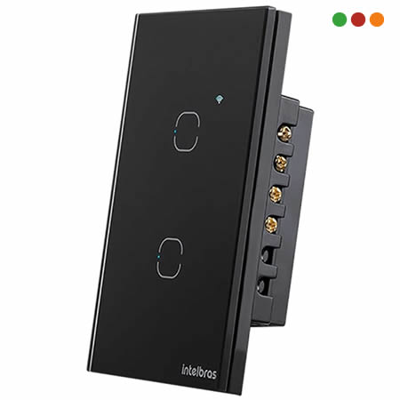 Smart Home | Llave de Luz TOUCH Wifi x2 | EWS 1002 IZY | NEGRA - INTELBRAS - Imagen 2