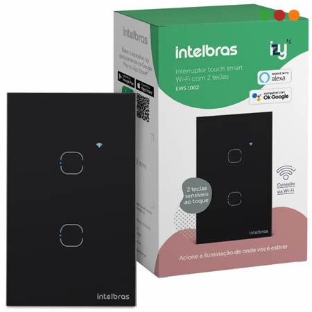 Smart Home | Llave de Luz TOUCH Wifi x2 | EWS 1002 IZY | NEGRA - INTELBRAS - Imagen 4