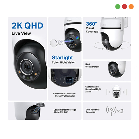 Smart Home | TAPO | Camara | 2K PTZ | SD | IP65 | Audio | AI | C520WS - TP-LINK - Imagen 2