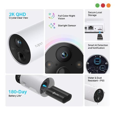Smart Home | TAPO | Camara a bateria y HUB| 2 MP | Pack x 2 | C420S2- TP-LINK - Imagen 2