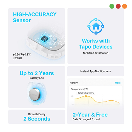 Smart Home | TAPO | Sensor de Temperatura y Humedad | T310 | TP-LINK - Imagen 3