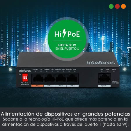 Switch PoE 5p 10/100 | 4p | SF 500 Hi PoE | Intelbras - Imagen 4