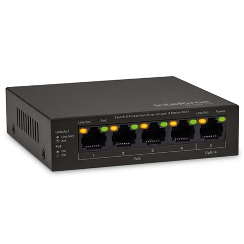 Switch PoE 5p 10/100 | 4p | SF 500 PoE | Intelbras