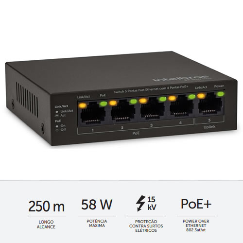 Switch PoE 5p 10/100 | 4p | SF 500 PoE | Intelbras - Imagen 2