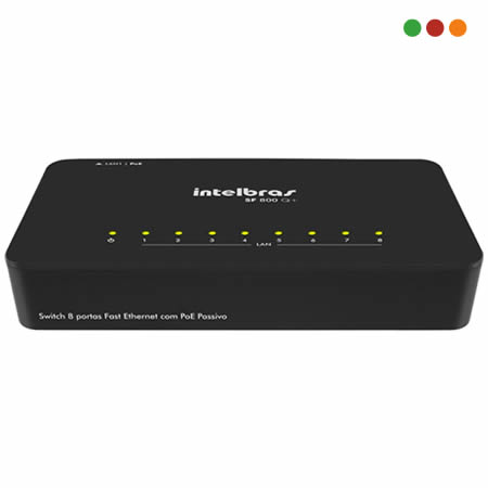 Switch 8p 10/100 | SF 800 Q+ / Alim: 12-24 V / 0,5 A | Intelbras