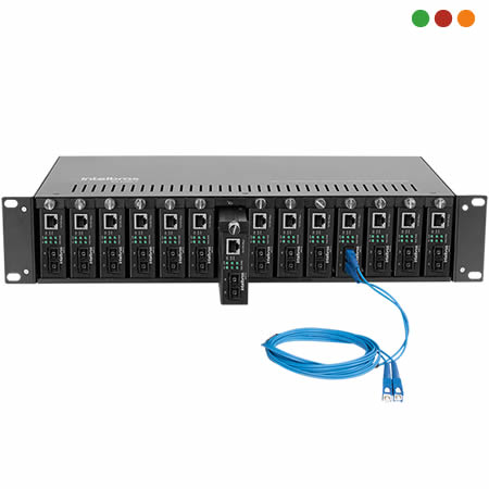 zzFIBRA - Chasis Raqueable de 14 Slots p/ Conver. De Midia - KX 1400 R INTELBRAS